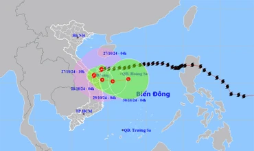 Vị trí và hướng di chuyển của bão số 6. (Nguồn: nchmf.gov.vn)