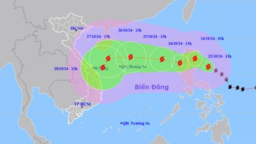 Vị trí và hướng di chuyển của bão Trà Mi. (Nguồn: nchmf.gov.vn)