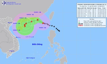 Vị trí và hướng di chuyển của bão số 3 (bão Saola). (Nguồn: nchmf.gov.vn)