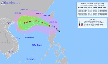 Vị trí và hướng di chuyển của bão Saola. (Nguồn: nchmf.gov.vn)