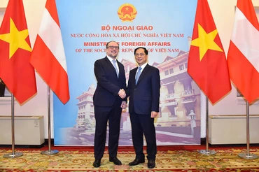 Bộ trưởng Ngoại giao Bùi Thanh Sơn với Bộ trưởng Ngoại giao Cộng hòa Áo Alexander Schallenberg.