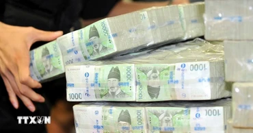 Đồng won của Hàn Quốc. (Ảnh: AFP/TTXVN)