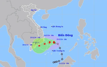 Vị trí và hướng di chuyển của bão số 10. (Nguồn: nchmf.gov.vn)