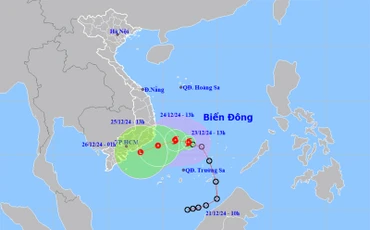 Vị trí và hướng di chuyển của bão số 10. (Nguồn: nchmf.gov.vn)