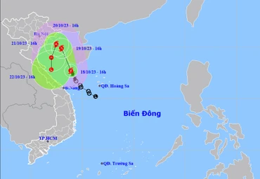 Khoảng chiều 19/10, bão giật cấp 11 vào khu vực Vịnh Bắc Bộ