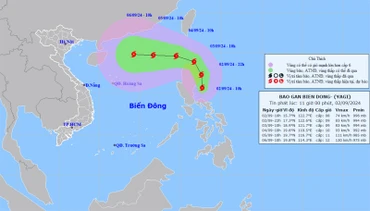 Vị trí và hướng di chuyển của bão Yagi. (Nguồn: nchmf.gov.vn)