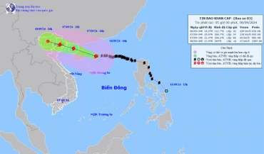 Vị trí và hướng di chuyển của bão số 3. (Nguồn: nchmf.gov.vn)
