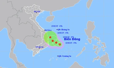 Vị trí và hướng di chuyển của áp thấp nhiệt đới. (Nguồn: nchmf.gov.vn)