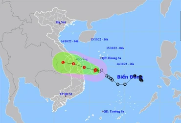 Vị trí và hướng di chuyển của bão số 5. (Nguồn: nchmf.gov.vn)