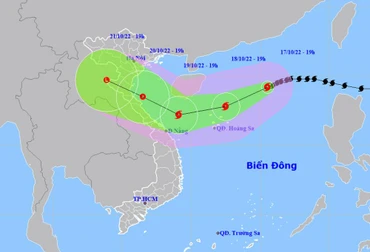 Vị trí và hướng di chuyển của bão số 6. (Nguồn: nchmf.gov.vn)