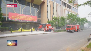 Công an Hà Nội thực tập phương án chữa cháy tại nhà cao tầng