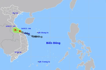 Vị trí và hướng di chuyển của áp thấp nhiệt đới. (Nguồn: nchmf.gov.vn)