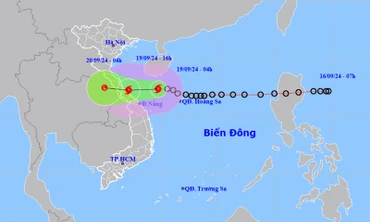 Vị trí và hướng di chuyển của bão số 4. (Nguồn: nchmf.gov.vn)
