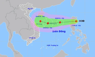 Vị trí và hướng di chuyển của áp thấp nhiệt đới. (Nguồn: nchmf.gov.vn)