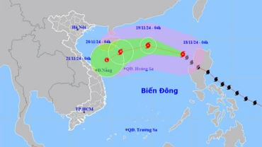 Vị trí và hướng di chuyển của bão số 9. (Nguồn: nchmf.gov.vn)