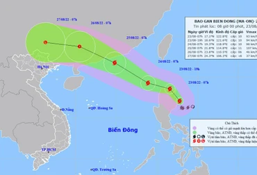 Vị trí và hướng di chuyển của bão Ma-on. (Nguồn: nchmf.gov.vn)