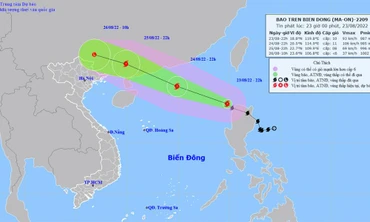 Vị trí và hướng di chuyển của bão số 3. (Nguồn: nchmf.gov.vn)