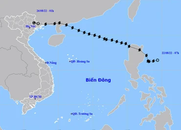 Vị trí và hướng di chuyển của vùng áp thấp (suy yếu từ bão số 3). (Nguồn: nchmf.gov.vn)