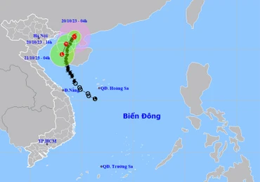 Vị trí và hướng di chuyển của bão số 5. (Nguồn: nchmf.gov.vn)
