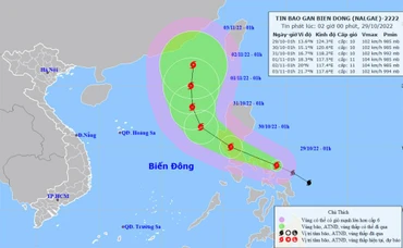 Vị trí và hướng di chuyển của bão Nalgae. (Nguồn: nchmf.gov.vn)