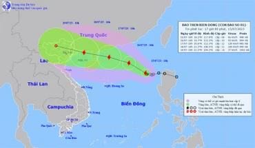 Vị trí và hướng di chuyển của bão số 1. (Nguồn: nchmf.gov.vn)