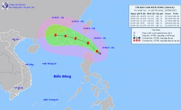 Vị trí và hướng di chuyển của bão Saolao. (Nguồn: nchmf.gov.vn)