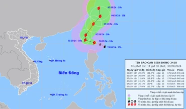 Vị trí và hướng di chuyển của bão Krathon. (Nguồn: nchmf.gov.vn)