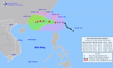 Vị trí và hướng di chuyển của bão Koinu. (Nguồn: nchmf.gov.vn)