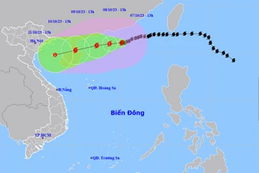 Vị trí và hướng di chuyển của bão số 4. (Nguồn: nchmf.gov.vn)