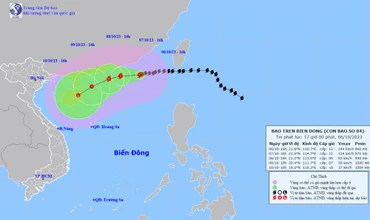 Vị trí và hướng di chuyển của bão số 4. (Nguồn: nchmf.gov.vn)