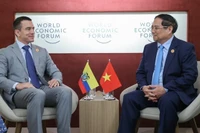 Thủ tướng Phạm Minh Chính và Tổng thống Ecuador Daniel Noboa. (Ảnh: NHẬT BẮC/VGP)