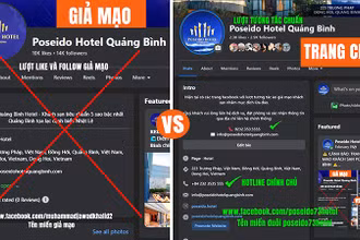 Trang fanpage của một cơ sở lưu trú ở Quảng Bình bị kẻ xấu mạo danh để lừa đảo khách hàng. (Ảnh: CTV)