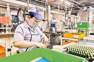 Hoạt động sản xuất tại Công ty trách nhiệm hữu hạn Juki Việt Nam (Quận 7, Thành phố Hồ Chí Minh).