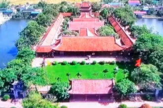 Toàn cảnh di tích Quốc gia đặc biệt chùa Keo nhìn từ trên cao. (Ảnh: Nguyễn Thuyên)