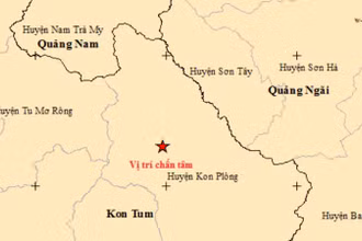 Vị trí tâm chấn của trận động đất có độ lớn 5.0. (Ảnh: Viện Vật lý địa cầu)