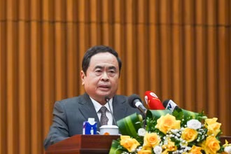 Chủ tịch Quốc hội Trần Thanh Mẫn phát biểu chỉ đạo tại hội nghị. (Ảnh: Duy Linh)