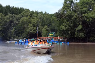 Du khách trải nghiệm đi ca-nô khám phá miệt vườn, kênh rạch Cà Mau.