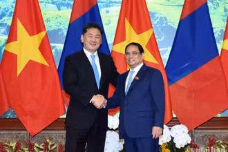 Thủ tướng Phạm Minh Chính và Tổng thống Mông Cổ Ukhnaagiin Khurelsukh.