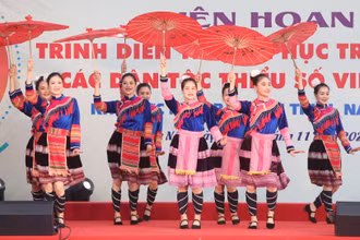 Một tiết mục dân vũ tại buổi trình diễn. (Ảnh: KHIẾU MINH)