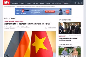 Trang NTV của Đức ngày đăng bài viết về sự hấp dẫn của thị trường Việt Nam. (Ảnh: TTXVN)