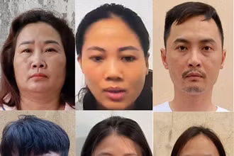 Nhóm đối tượng bị khởi tố về tội “Che giấu tội phạm” trong vụ án mua bán, vận chuyển ma túy quy mô lớn tại tỉnh Quảng Ninh (từ trên xuống dưới, từ trái qua phải): Ngô Thị Thơ, Nguyễn Thị Hạnh, Bùi Xuân Hiến, Lò Văn Minh, Nguyễn Thị Hoài Thương và Triệu Thị Hiền. Ảnh: BÁO CÔNG AN NHÂN DÂN. 