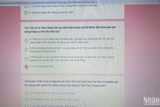 Các câu hỏi trong cuộc thi trắc nghiệm trực tuyến do Ban Tuyên giáo Tỉnh ủy Cao Bằng tổ chức.