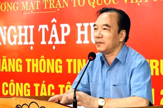 Phó Chủ tịch Ủy ban Trung ương Mặt trận Tổ quốc Việt Nam Ngô Sách Thực phát biểu khai mạc hội nghị tập huấn.