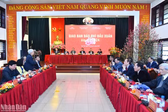 Quang cảnh giao ban báo chí đầu Xuân Giáp Thìn 2024 sáng 20/2. (Ảnh: THỦY NGUYÊN)