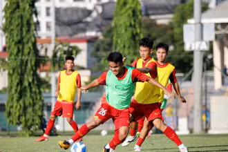 Các cầu thủ U20 Việt Nam tích cực tập luyện chuẩn bị cho Vòng loại Cúp bóng đá U20 châu Á 2023. (Ảnh: VFF)