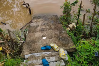 Nơi 2 chị em bị đuối nước thương tâm. 