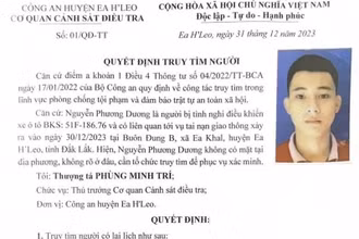 Quyết định truy tìm đối tượng Nguyễn Phương Dương của Công an huyện Ea H'leo.