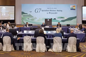 Hội nghị các Bộ trưởng Nông nghiệp Nhóm các nền công nghiệp phát triển hàng đầu thế giới (G7) tại thành phố Miyazaki, Tây Nam Nhật Bản, ngày 22/4. (Ảnh: Kyodo/TTXVN)