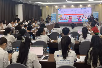 Toàn cảnh Hội thảo Tổng kết dự án "Em Vui". 