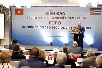 Thủ tướng nước Cộng hòa Cuba Manuel Marrero Cruz phát biểu tại diễn đàn. (Ảnh: TTXVN)